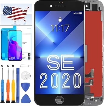 for iPhone SE 2020 Screen Replacement,for iPhone SE2 LCD Touch SE 2nd Generation A2296 A2275 A2298 Display Sensor Glass Panel Digitizer Assembly Repair Parts Kit with Protector Film +Tools Black