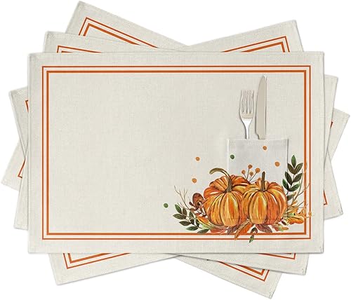 Miniatura 8 de Bohemia Christmas Table Placemats for Dining Table Set of 2,Cotton Linen Cloth Kitchen Place Mats with Pocket,Washable Burlap