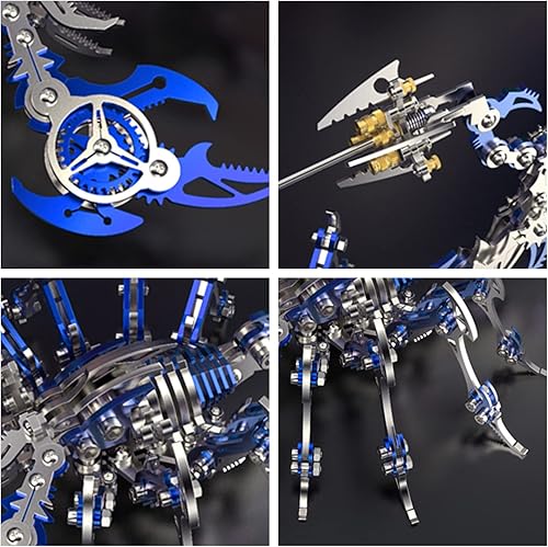 Miniatura 4 de Kits de modelo de metal 3D, rompecabezas mecánico de metal azul Escorpión King 3D, colección Steel Warcraft DIY Animal Brain Teasers rompecabezas