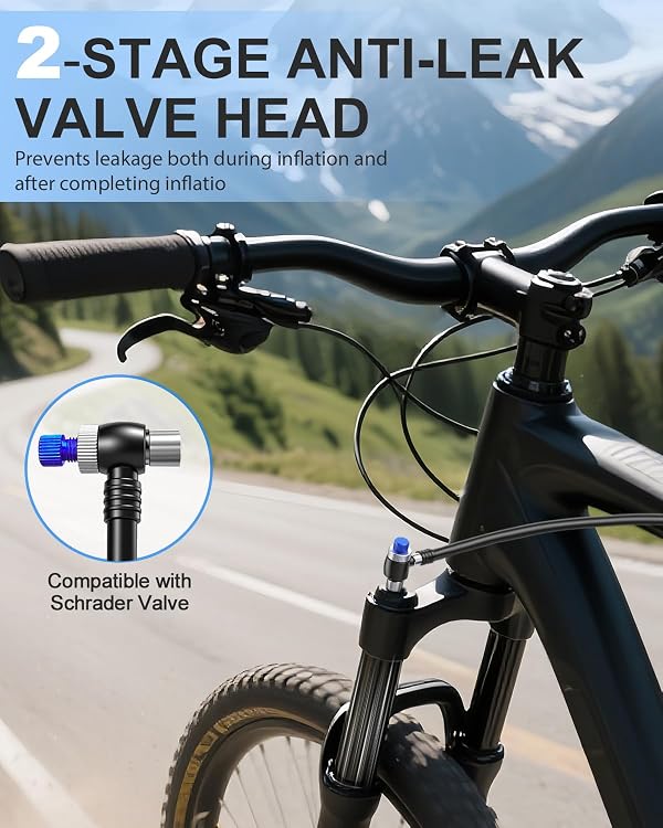 OUTIMATE Bike Shock Pump, High Pressure 300 PSI Max Shock Pump for Mountain Bike, Bike Suspension Pump for Fork, Rear Shock with Gauge, Schrader Valve by OUTIMATE - Image 4
