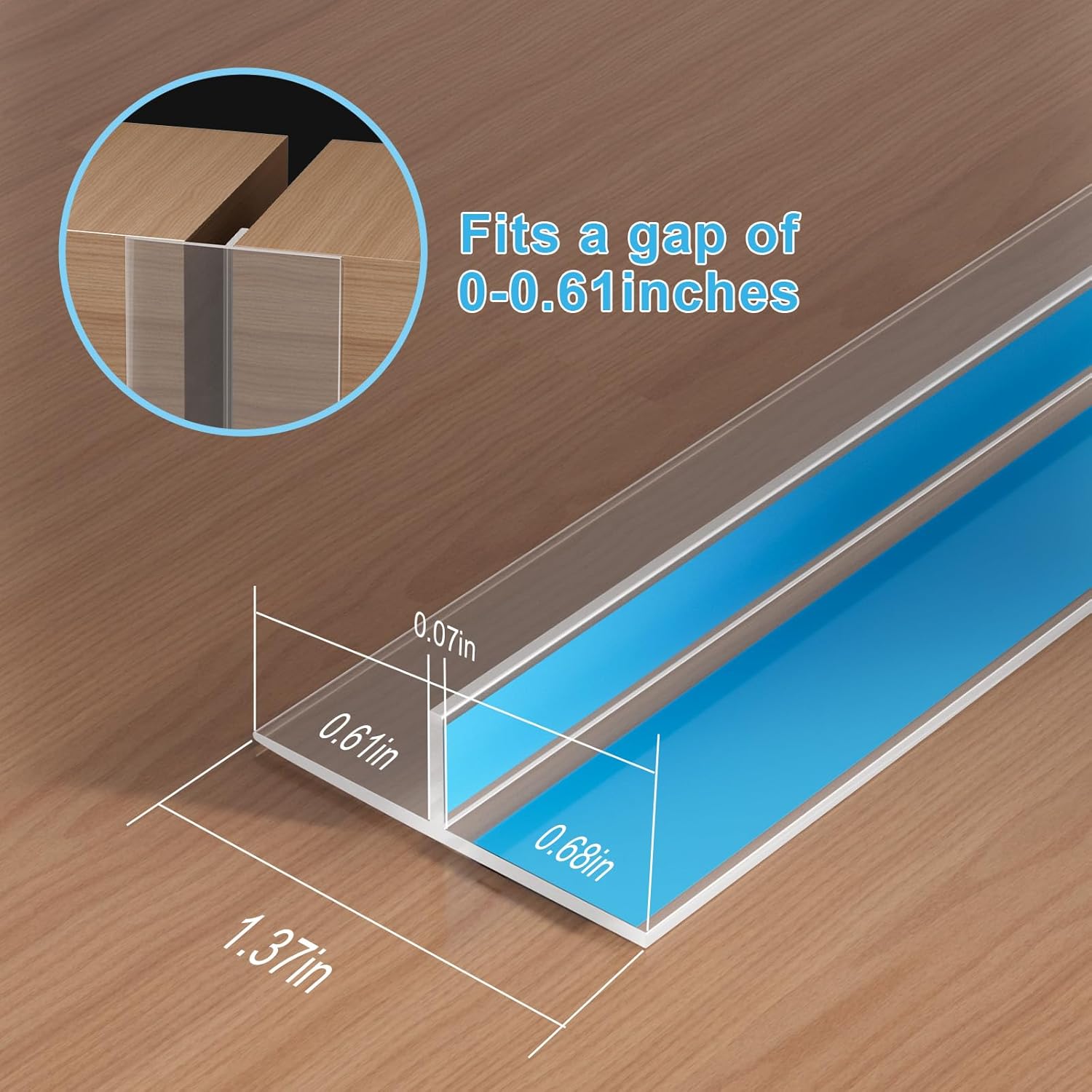 silicone door draft stopper - t-shaped weather stripping for doors & windows, draft gap seal (1.37in x 16.5ft, clear) clear 1.37in x 16.5ft