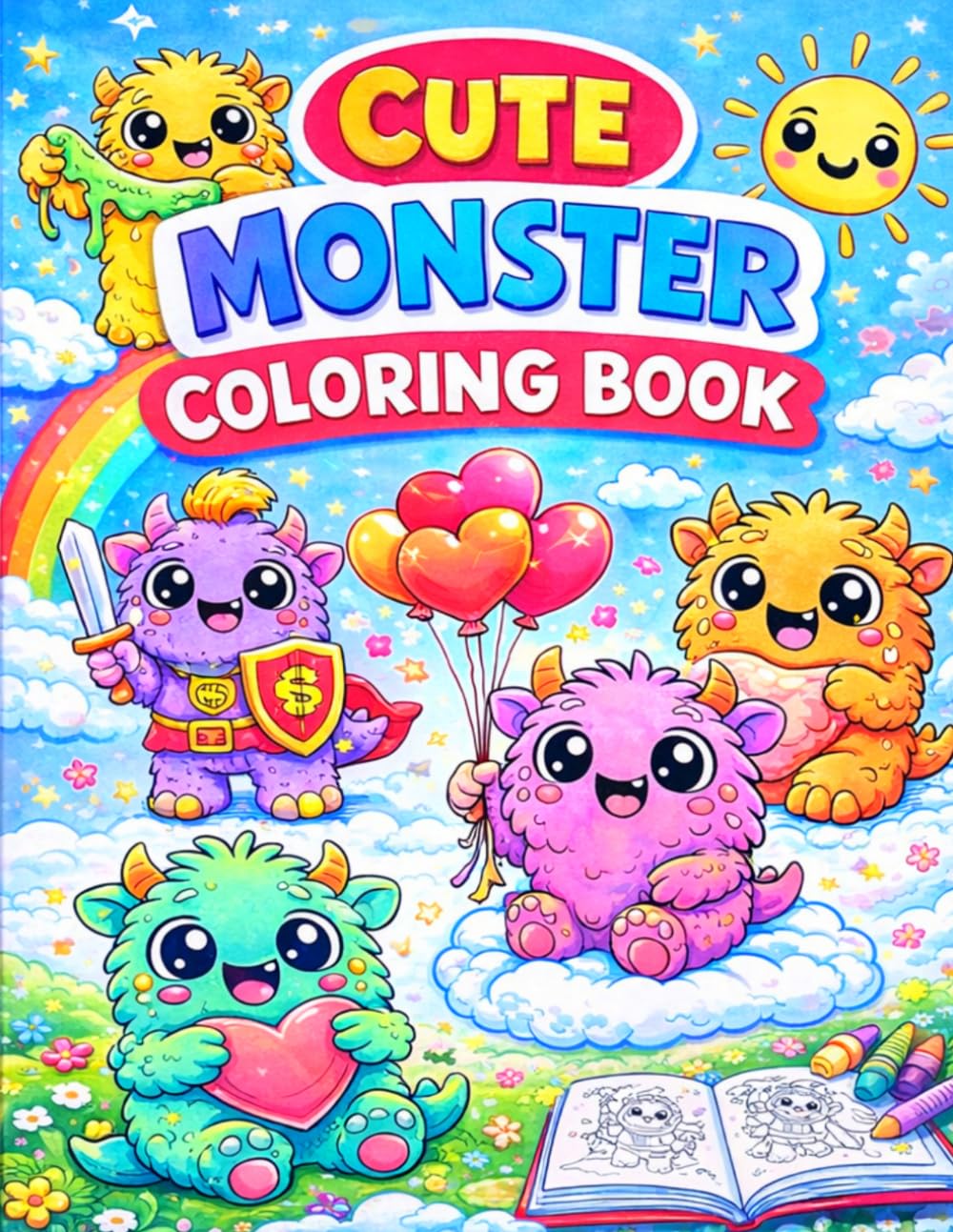Cute Monsters Coloring Book for Kids Ages 3–8 | Fun & Adorable Kawaii Monster Coloring Pages for Toddlers, Preschool: A Fun Activity Book Featuring ... for Boys & Girls | Perfect Gift for Kids