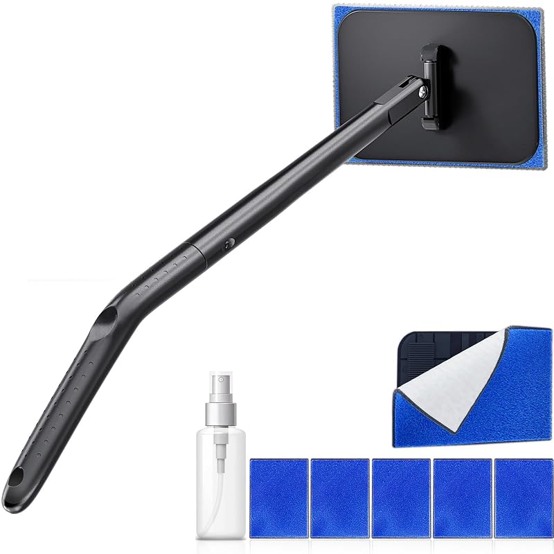 Rodo para Para-brisa com Cabo Extensível, Cabeça Articulada e 5 Capas de Microfibra desin X-CS-360 Azul-Escuro
