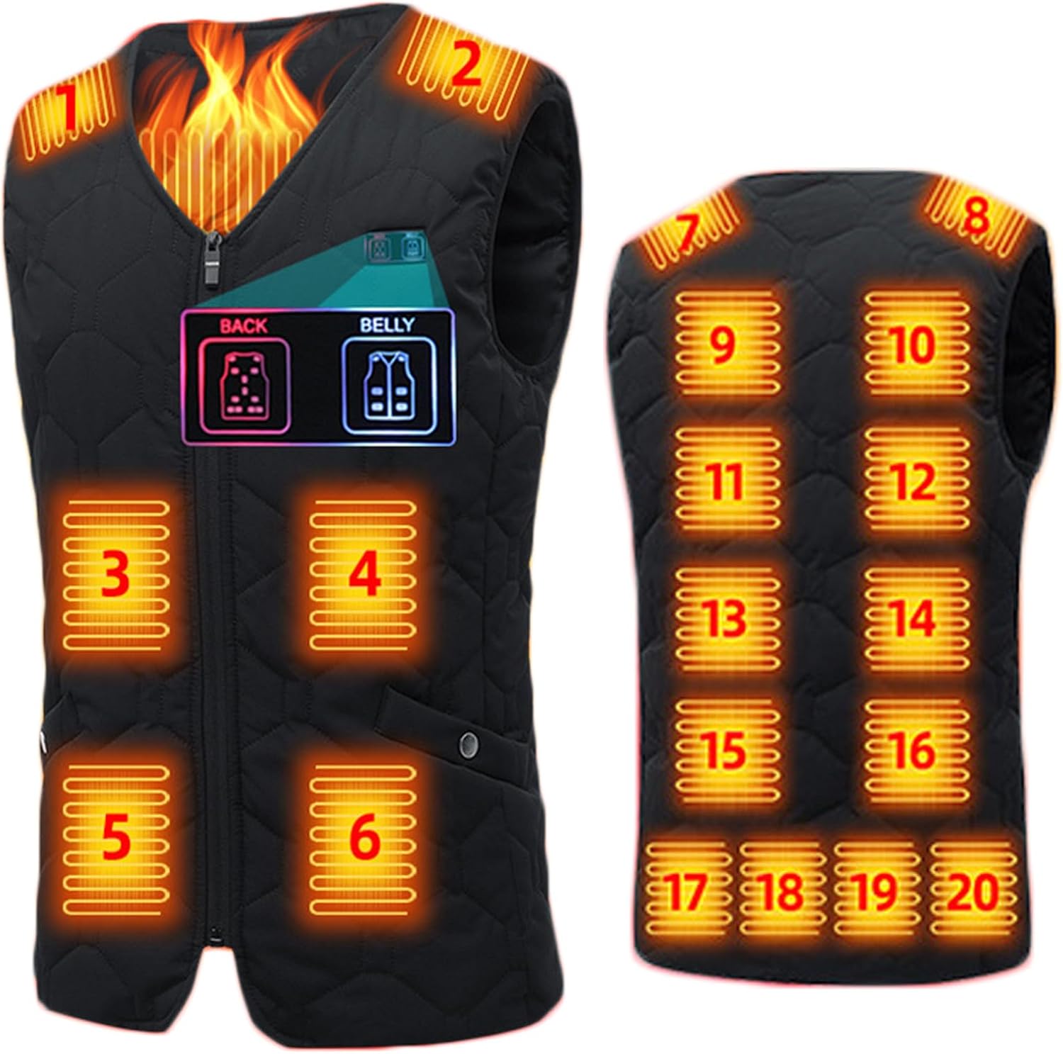 Heated Vest Soft Jacket Unisex 20 Zones Double Control Smart Heating Vest Slim Fit Electric Warm Coat No Battery