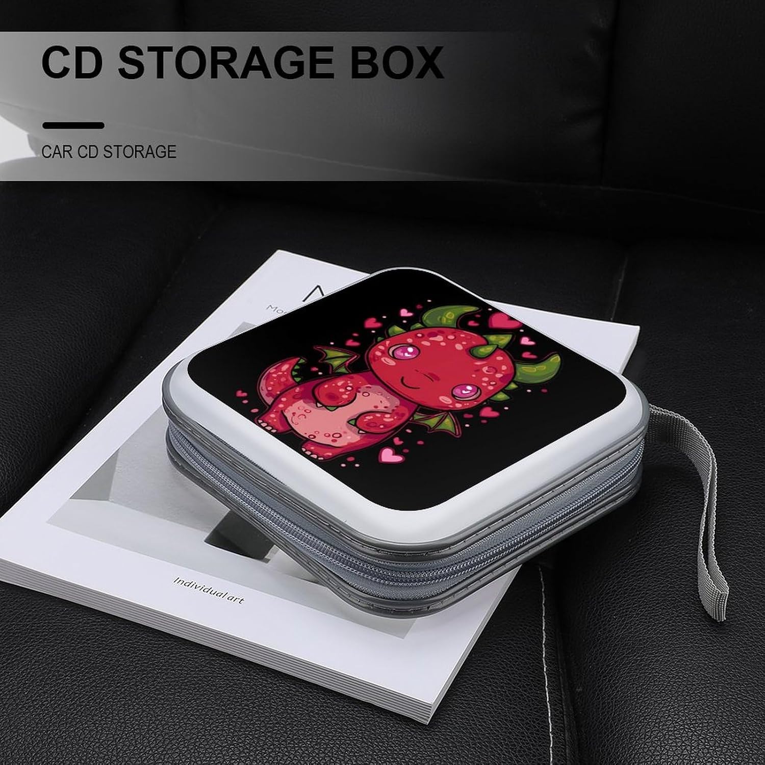 Valentine Dragon Fruit Portable CD Storage Case DVD Holder Box Organizer 40 Capacity for Home Car