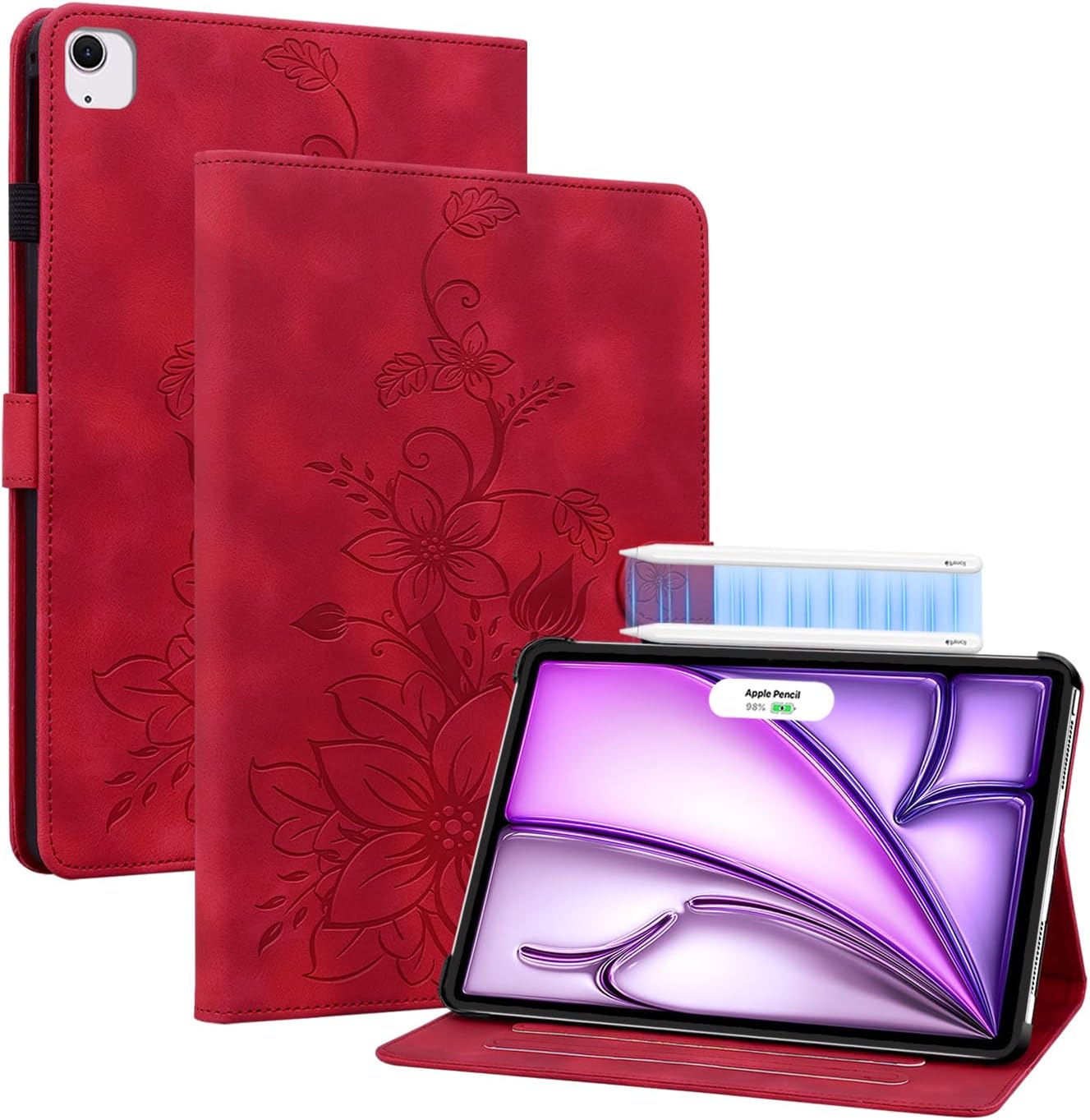 Case for iPad Air 13 Inch M4/M3/M2 (2026/2025/2024), Auto Wake/Sleep Supports Pencil Pro and Pencil(USB-C) Magnetic Multi-Angle Viewing Clasp Cover, Pink