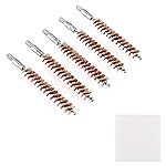 BOOSTEADY 5 Pcs Phosphor Bristle Bronze Bore Gun Cleaning Brush for Pistol Shotgun with 50 Professional Square Patches Multi-Caliber