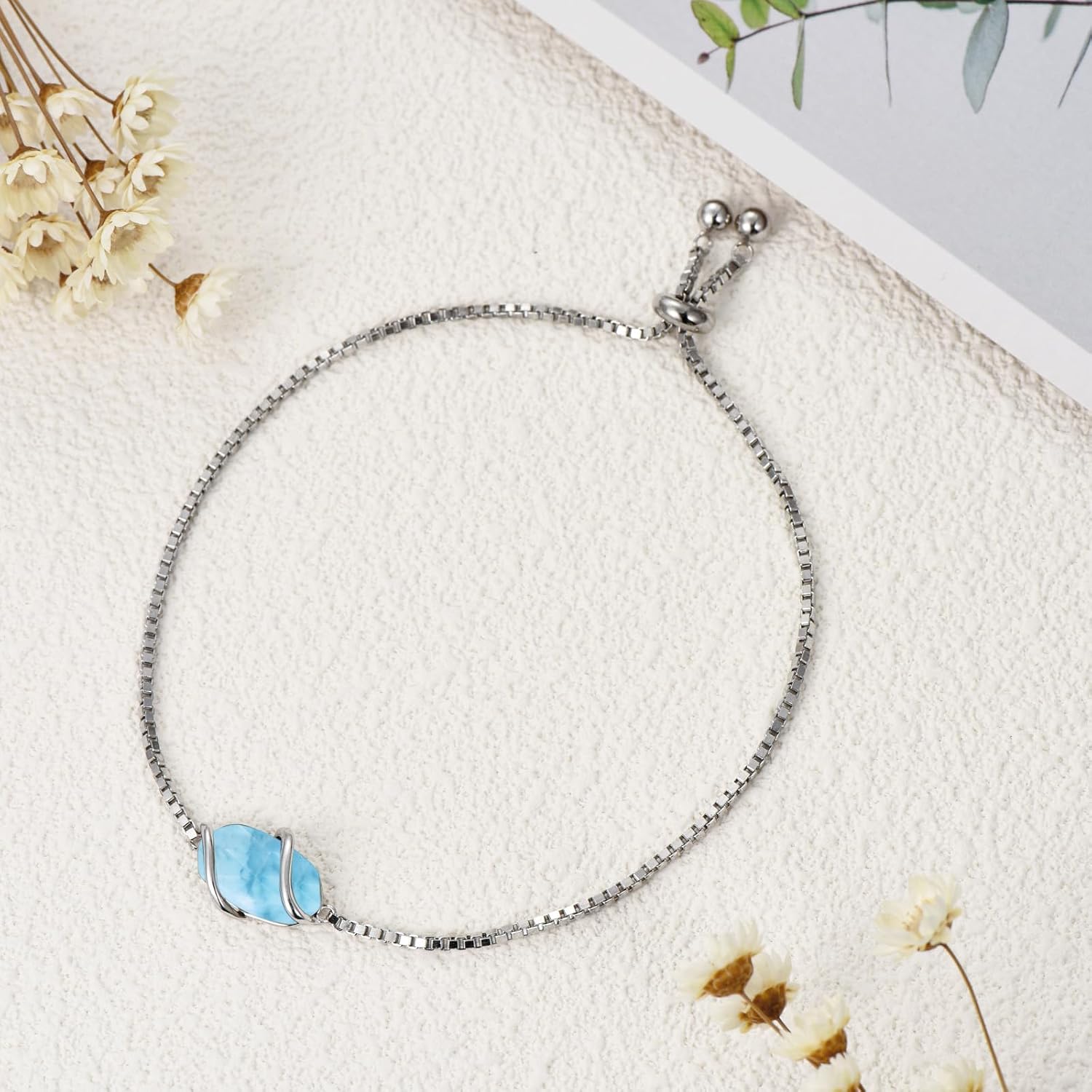 Bracelet for Women 925 Sterling Silver Dainty Simple Gemstone Link Bracelet Fine Jewelry Valentines Day Birthday Gifts for Women Her (Fully Adjustable to 9 Inches) - Image 5