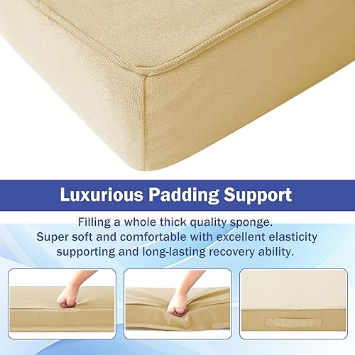 Miniatura 4 de Juego de 4 cojines para sillas de exterior, cojines impermeables para sillas de patio, 19 x 19 x 3 pulgadas, cojín de patio para muebles de