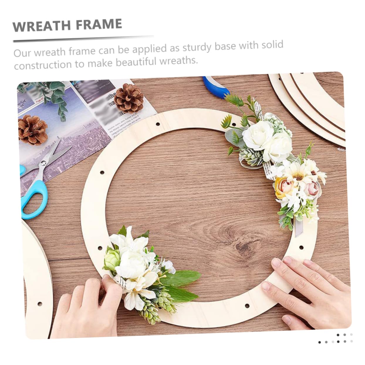 Cerchi In Legno Per Ghirlande - 6 Pezzi, Diametro 23cm, Per Decorazioni Fai Da Te - Foto 2