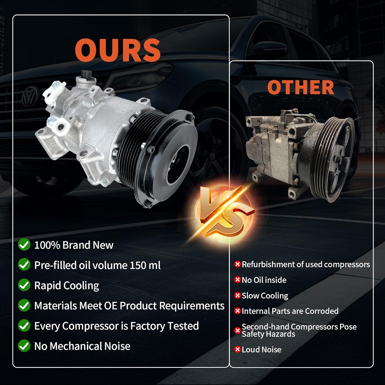 Air Conditioner AC Compressor with Clutch Compatible with Toyota Camry 2.4L 2007-2009, RAV4 2.4L 2006-2008 Toyota Hiace 2006-2018