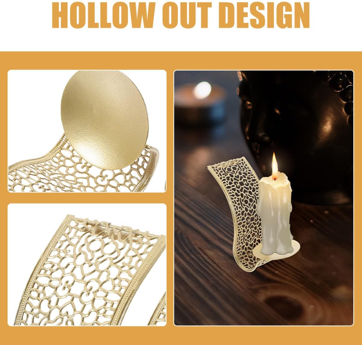 4pcs Metal Wall Sconce Candle Holders, Hollowed Middle Eastern Style Wall-Mounted Tealight Candle Stands for Home Décor and Bedroom Wall Decoration