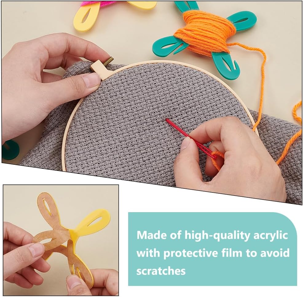 BENECREAT 12Pcs 6 Colors Small Yarn Bobbins, Colorful Acrylic Yarn Winder Cross Stitch Bobbin Organizer Thread Knitting Sewing Crochet Weave Winder Tool for Knitting Sewing, 3x3inch