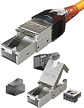 RJ45 Connector Toolless Cat 6a Male Plug Network 10Gbps Shielded Crimp Plug with LSA Connection for Cat 7 Cat6a Cat6 Ethernet Cable 8 Pole Plug | 2 Pieces