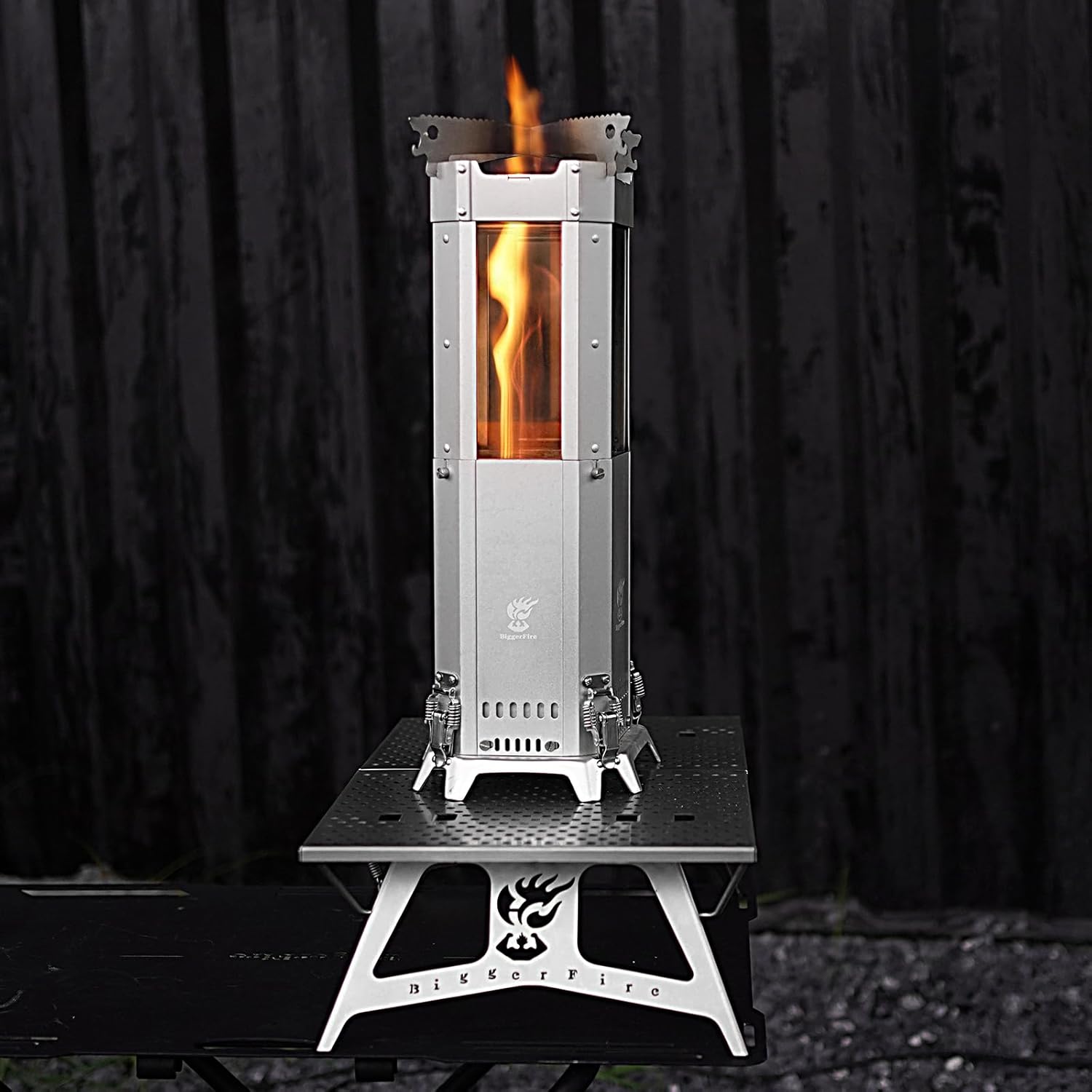 Secondary Combustion Low Smoke Camping Stove, Aluminium Tabletop Fire Pit for Outdoor Safe Burning Firepits Fueled Pellets,Portable Camp Stove with Carry Bag for Backyard Patio Garden