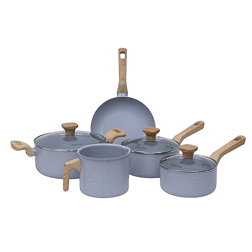 Mimo Style, Conjunto de 5 Panelas com Tampa de Vidro Temperado Pratic Cook Grafite