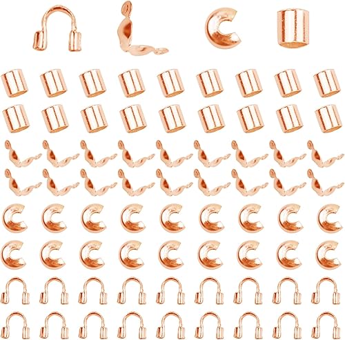 1400 piezas de tubos de latón para engarzar cuentas de alambre de guardianes de crimpado, puntas de cuentas, cubiertas de nudos para manualidades,
