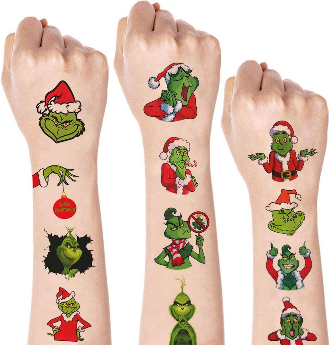 12 Sheets Christmas Temporary Tattoos for Kids, Christmas Birthday Party Supplies Winter Christmas Party Decorations Stickers Xmas Party Favors for Kids Boys Girls Fake Tattoos Party Game Gifts
