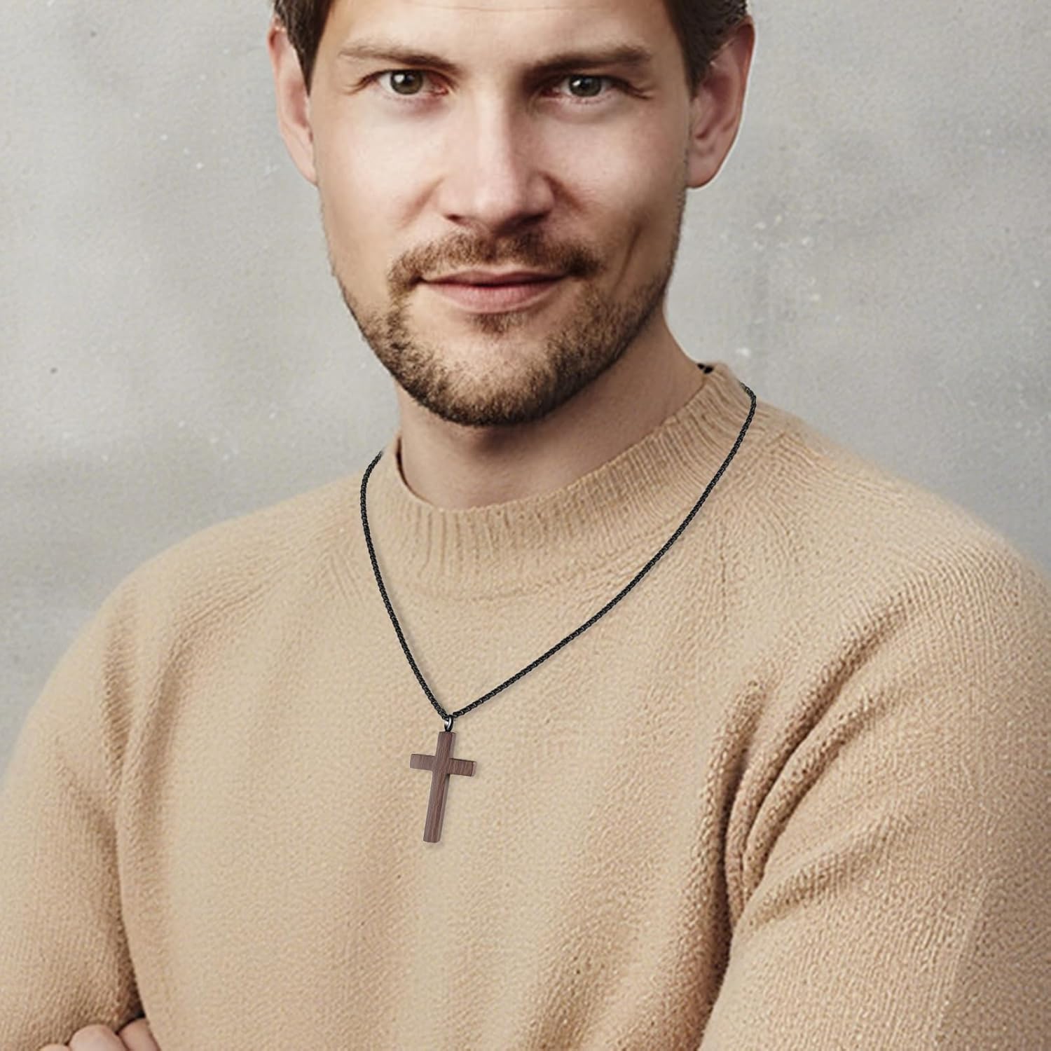 Cross Urn Necklace for Ashes for Men Wood Grain Cremation Jewelry for ashes Stainless Steel Ashes Necklace for Women Men Keepsake Memorial Gift - Image 6