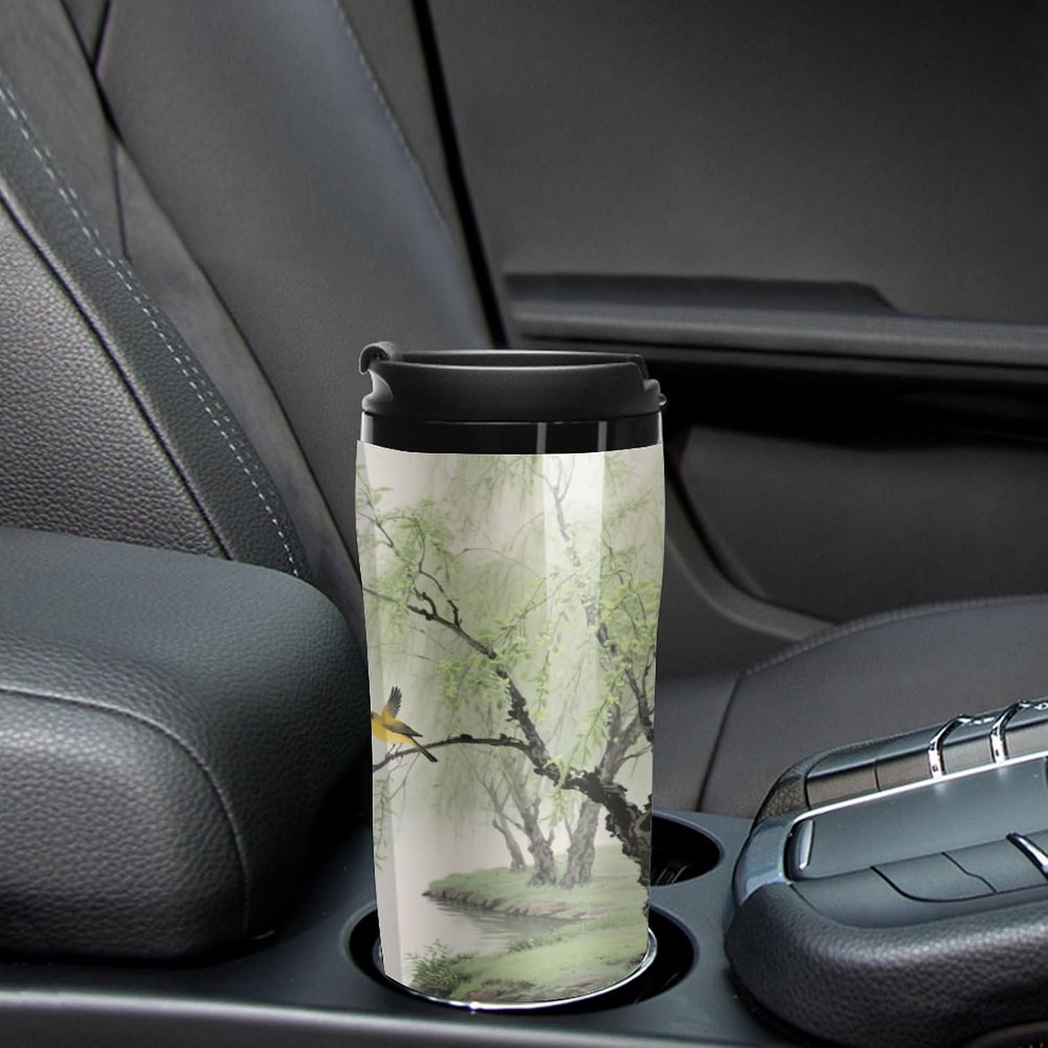 Spring Orioles on The Willow Bank Coffee Cup Reusable Portable Water Bottle with Double-Walled Plastic,Coffee Mug for Hot & Cold Drinks, Cup Holder Friendly 350ml