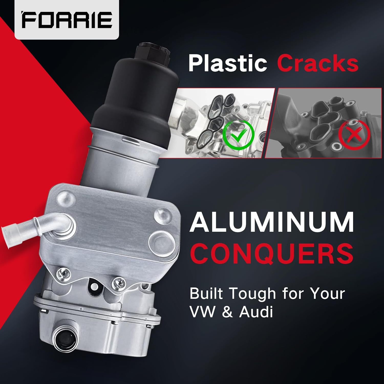 Aluminum Oil Filter Housing/Adapter with Filter&Oil Cooler Complete Assembly Fits for 2.0L FSI ENGINE Volkswagen Eos Golf GTI, Audi TTS Quattro A3 A4&A4 Quattro TT&TT Quattro