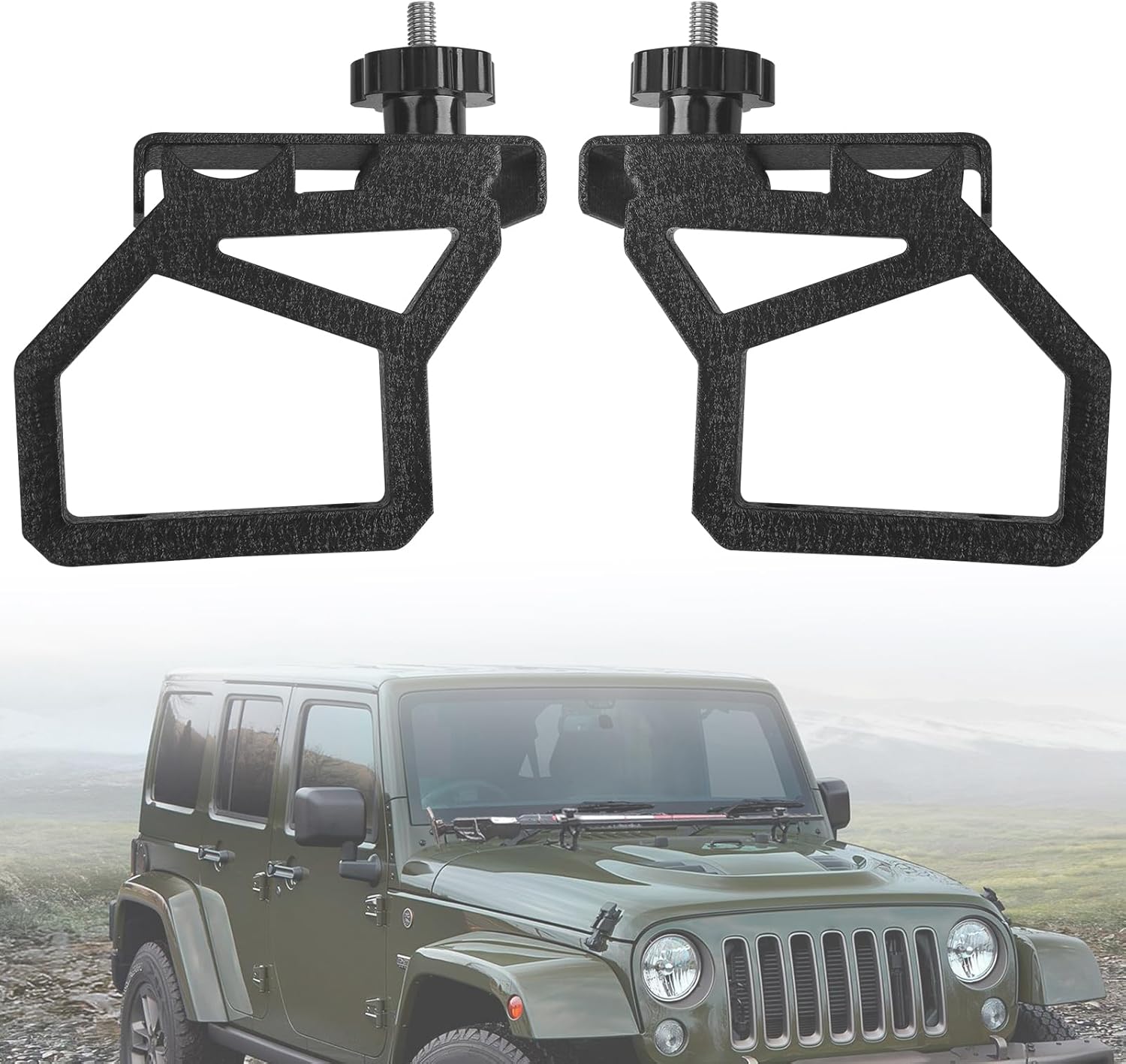 High Lift for Jeep Jack Mount Hood Brackets Compatible with Jeep Wrangler CJ 1944-1986 / YJ 1987-1995 / TJ 1997-2006, 1 Pair Hi Lift Jack Mount Storing/Organizing Off-Road Tools