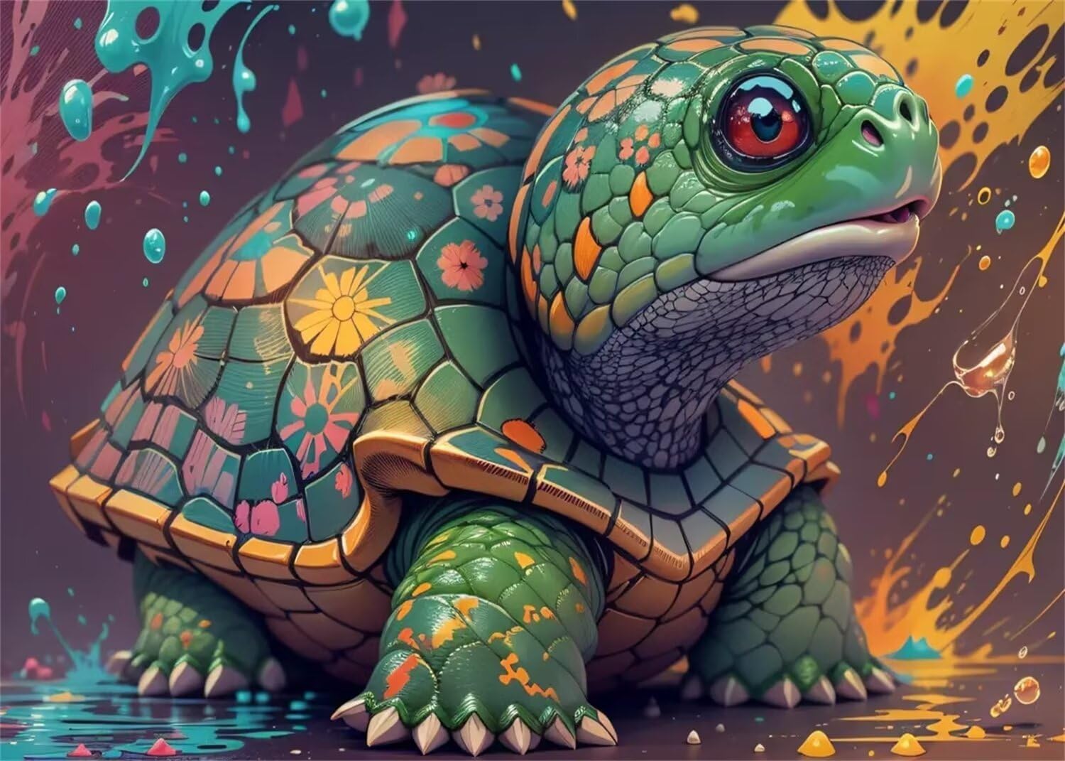 Peinture Diamant Tortue 5D pour Décoration Murale Salon - Kit Artisanat Adulte