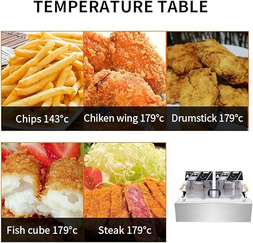 Miniatura 3 de WeChef Freidora eléctrica de acero inoxidable de 22 L 5000 W con tapa grande para tanque de drenaje de aceite encimera comercial