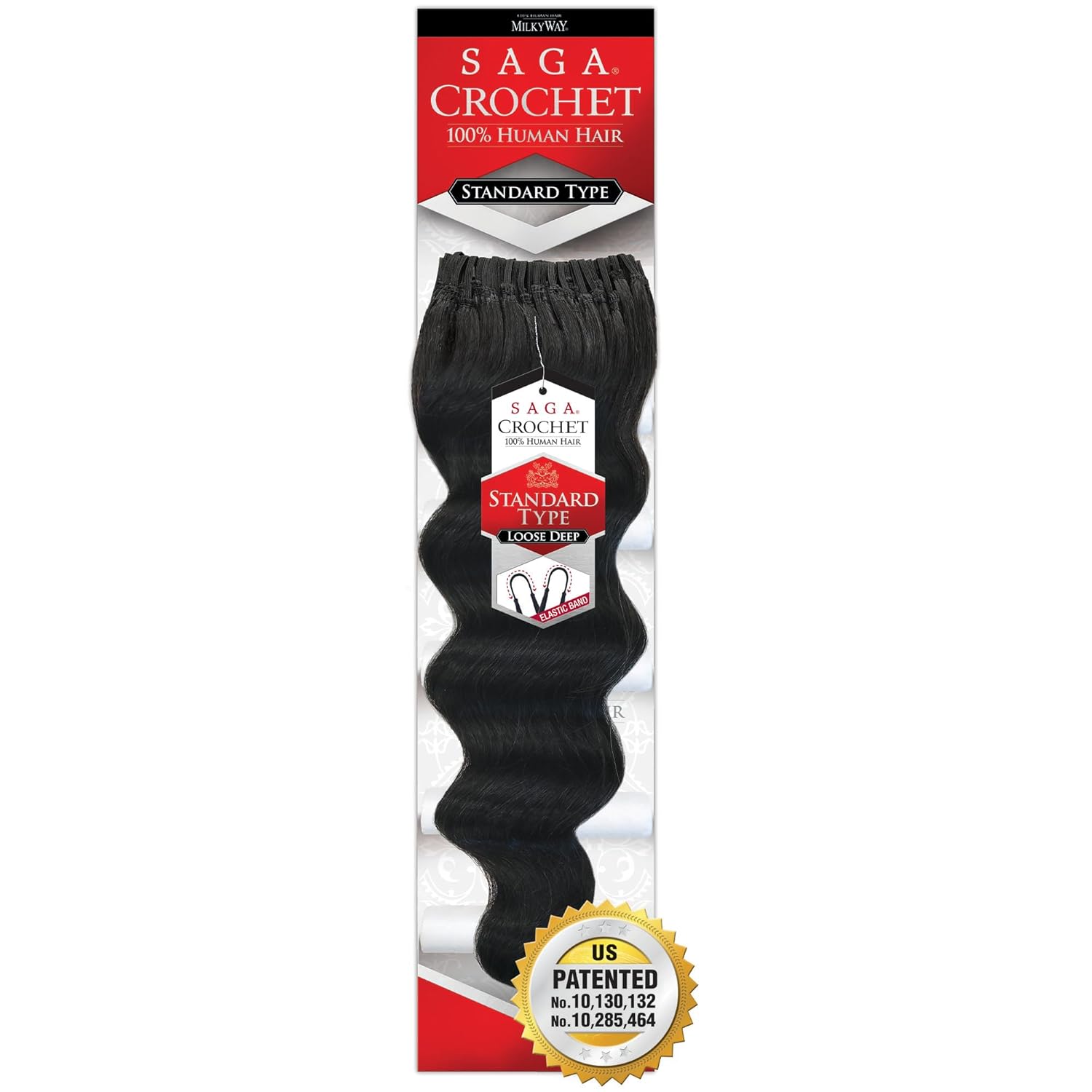 SHAKE-N-GO Saga Crochet Standard Type Loose Deep (1-PACK) (OFF BLACK 1B, 16")