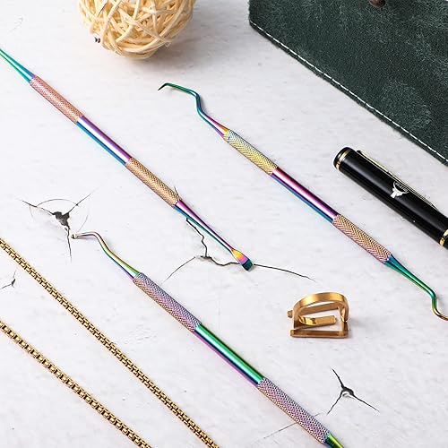 Miniatura 6 de 3 piezas de raspador dental y raspador de dientes de acero inoxidable de doble cabeza, herramienta de eliminación de tarter raspador de dientes