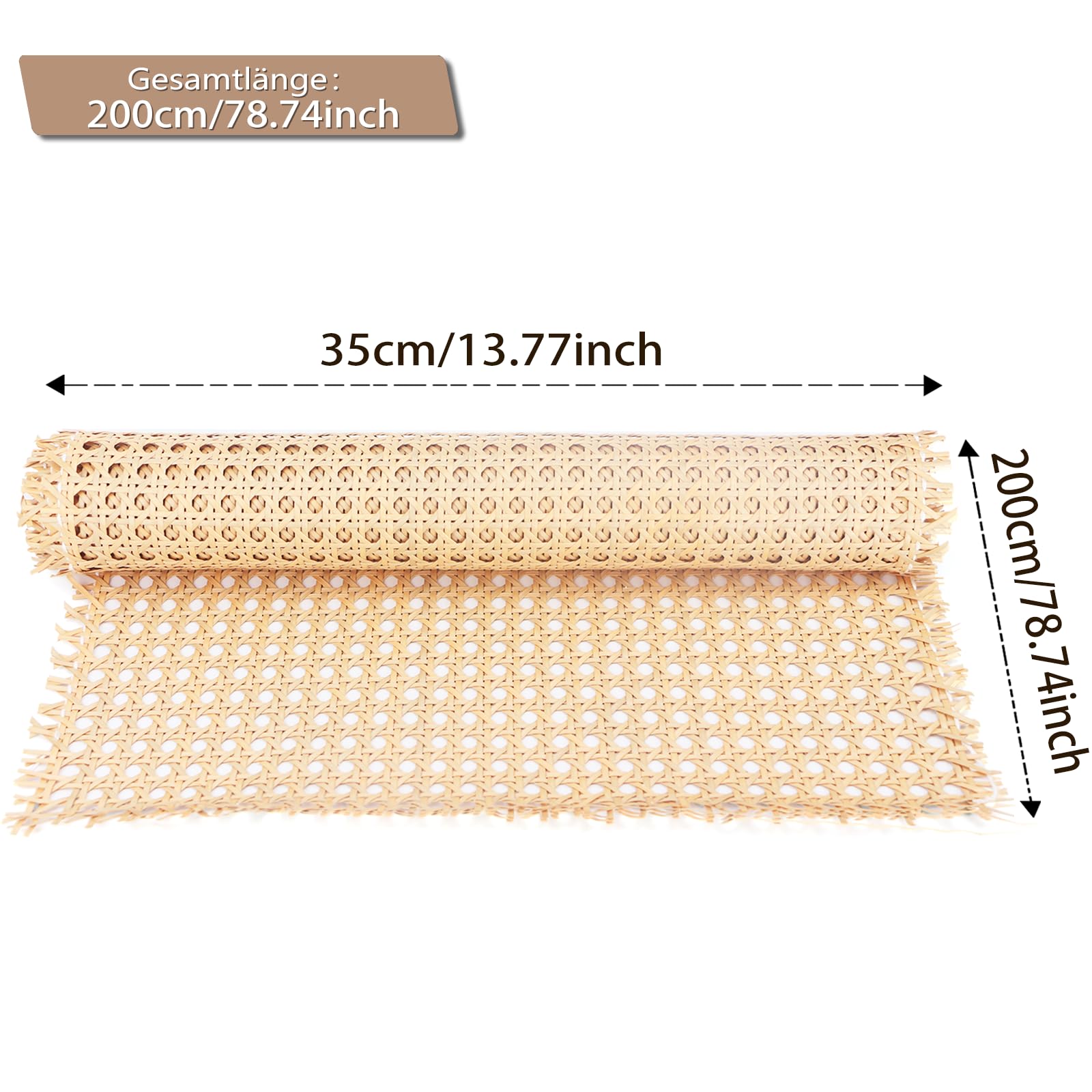Wiener Geflecht, Rattan Gurtband 35 x 200cm Schimmelfest, Naturmateria, Wabengeflecht Stuhlflechtrohr, Wasserdicht Handgemachtes Rattan Kunsthandwerk Möbeldekoration für Möbel Stühle, Schränke