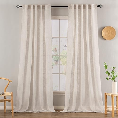 Vista 42 de MIULEE - Cortinas semitraslúcidas suaves y gruesas, textura de lino para dormitorio y sala de estar, para Navidad, con trabilla trasera y jareta, 84