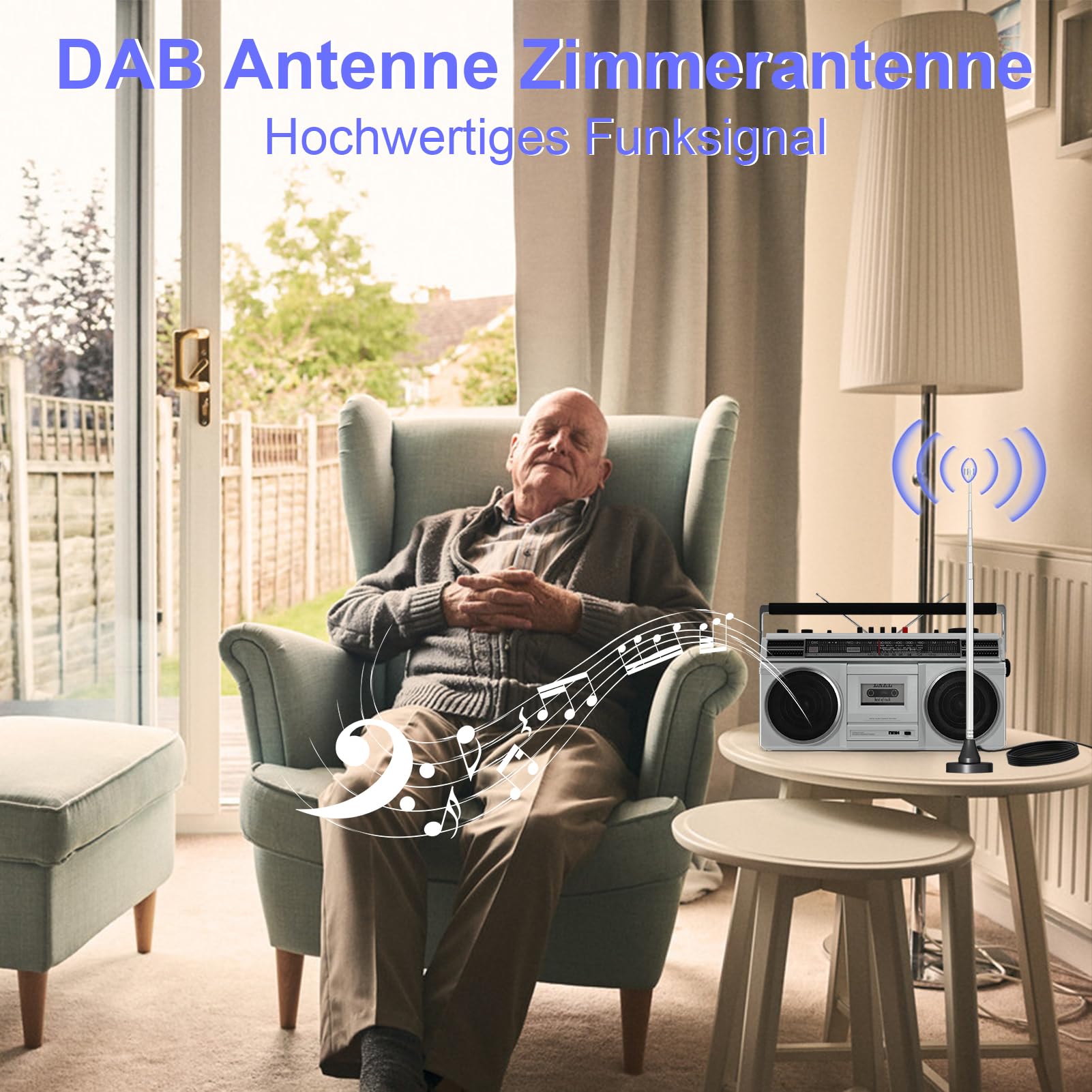 Antenne FM/DAB Télescopique - 3m De Câble - Pour Radio Home Cinéma - Réception Optimale