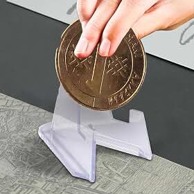 Conjunto de suportes de exibição de moeda transparente - 10 peças de porta-moedas transparentes para exibição de coleção de dinheiro, apresentação de cartão de visita e vitrine colecionável