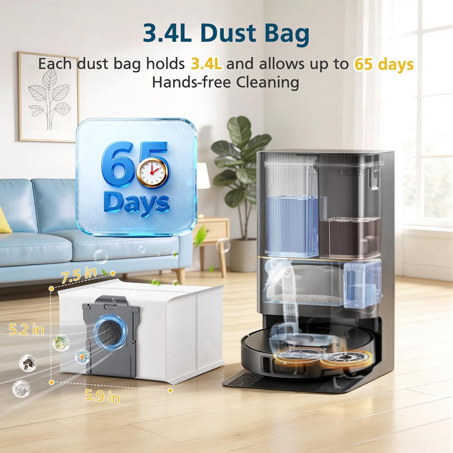 TriCut Brush Accessories for Dreame L40 Ultra (Gen 2)/ X40 Ultra/ D30 Ultra, for MOVA P10 (Gen 2)/ P50 Pro Ultra Robot Vacuum, with 1* TriCut Brush, 8* Mop Pad, 8* Dust Bag, 6* Filter, 6* Side Brush