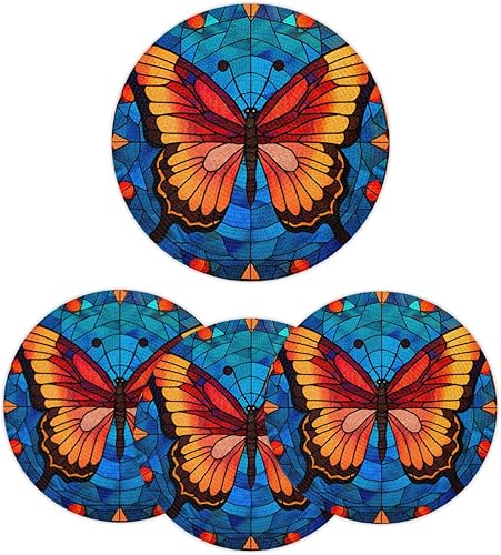 Miniatura 27 de Juego de 6 manteles individuales redondos, manteles individuales tejidos con mandala dorados, antideslizantes, resistentes al calor, lavables,