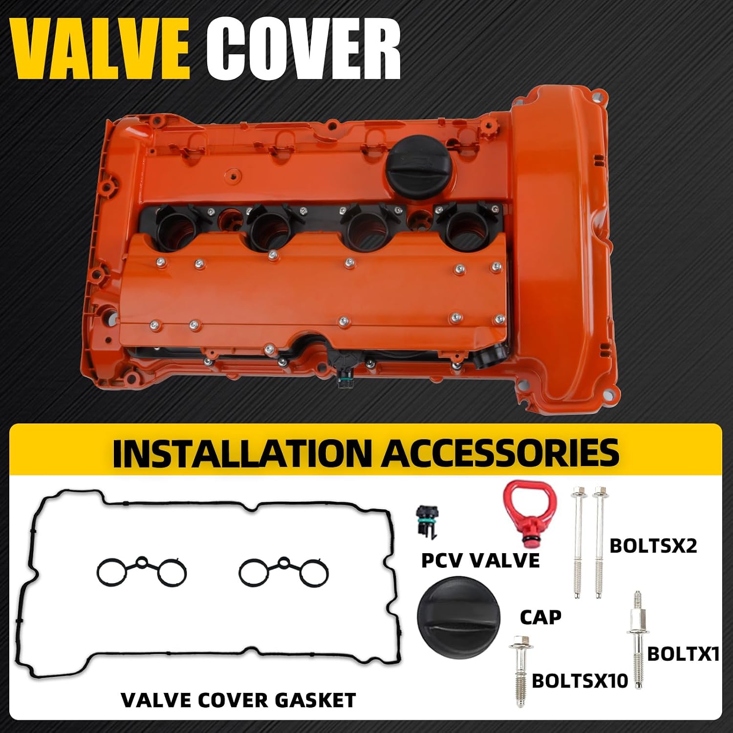 Aluminum Valve Cover Compatible with 2007-2016 BMW MINI Cooper S Paceman L4 1.6L with N14 Turbo Engine Parts 11127646555 Orange