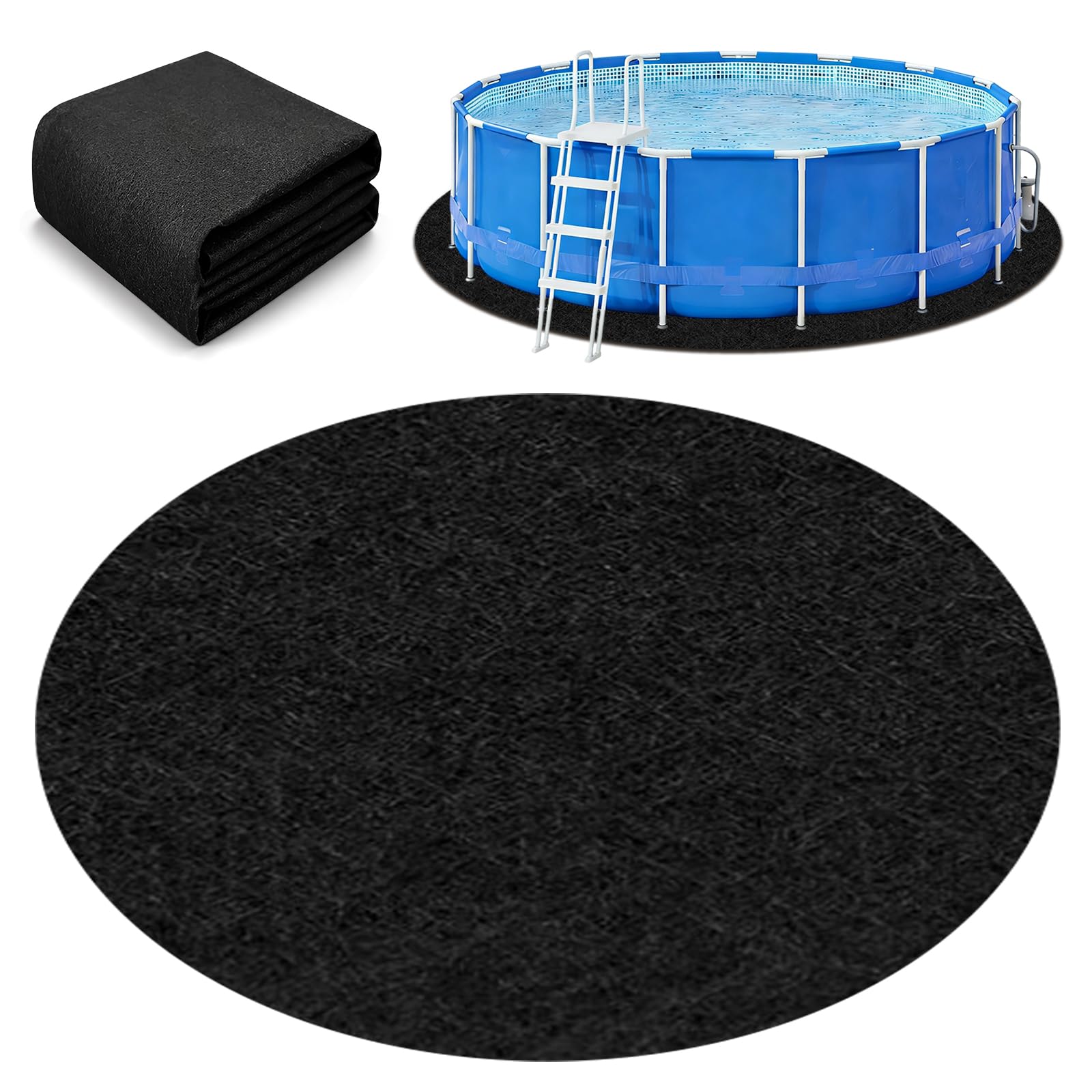 Tapis de Piscine Rond de 460 cm, bâche de Sol prédécoupée pour piscines Hors-Sol, sans Couture et résistante aux UV, protège Contre Les Pierres et l'humidité, Facile à Poser et réutilisable