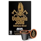 Death Wish Coffee Valhalla Java Single Serve Pods - Extra Kick of Caffeine - Medium Roast Coffee Pods - Made with USDA Certified Organic Fair Trade Arabica and Robusta Beans 10 Count (pack of 1)