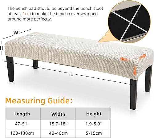 Miniatura 3 de YISUN - Fundas de banco de jacquard para comedor, funda elástica y lavable para banco extraíble, protector de asiento de banco rectangular para