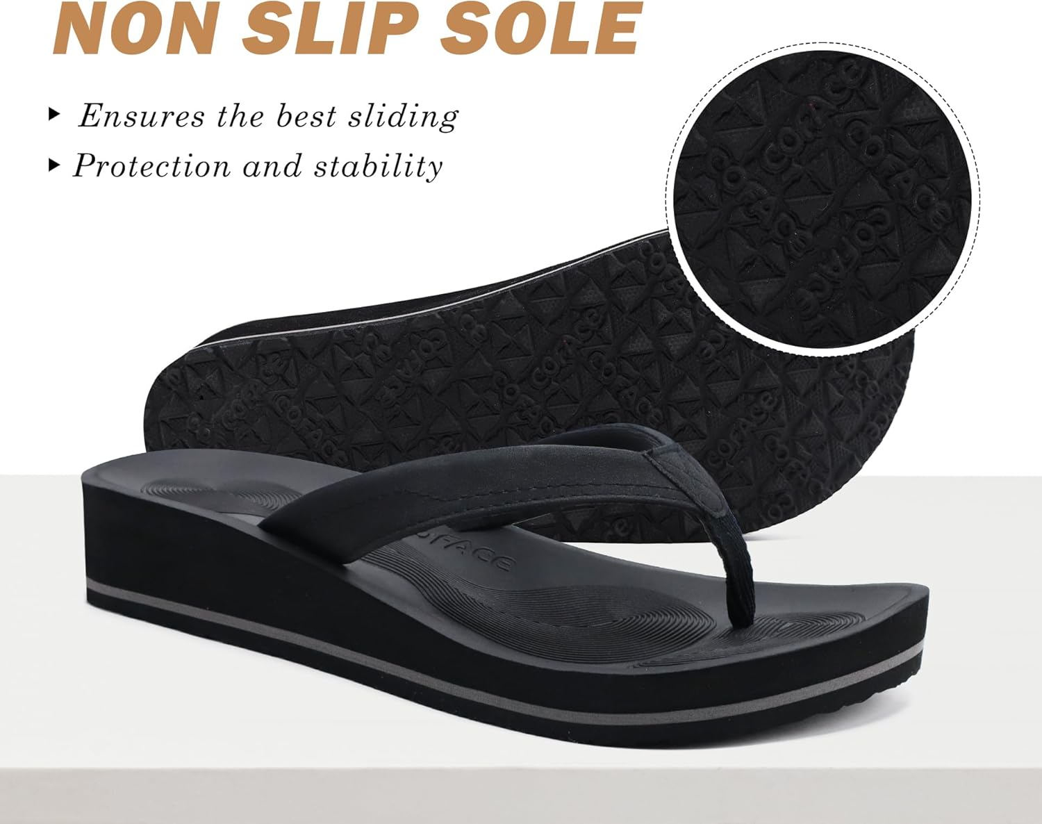 COFACE Flip Flops for Women With Comfortable Arch Support Ladies Fashion Platform Thong Sandals Soft Yoga Mat Sole For Beach/Indoor Outdoor - Image 4