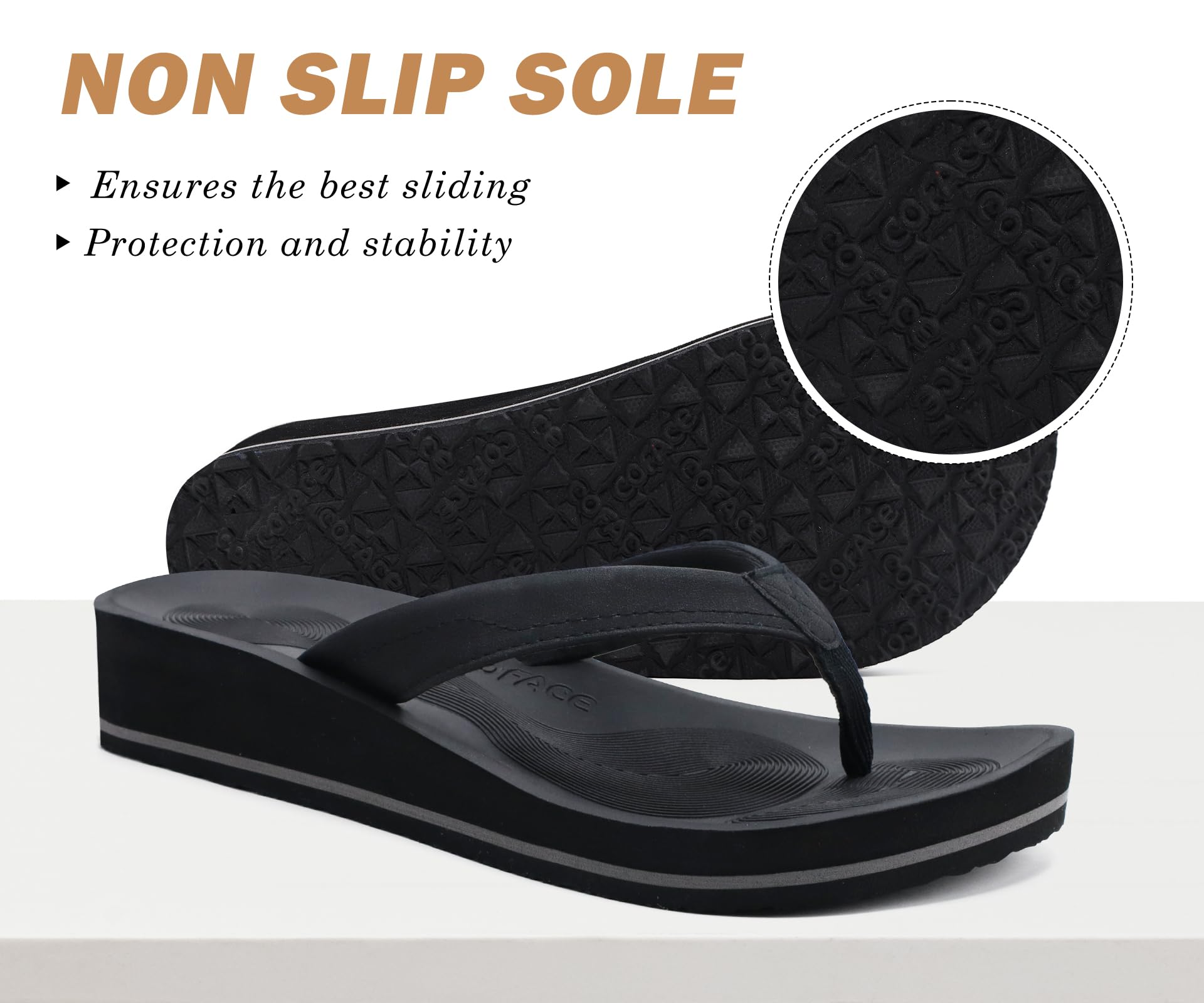 COFACE Infradito Donna Eleganti Sandali in Pelle Moda Infradito con Zeppa Alta per Estate Mare Spiaggia e Piscina