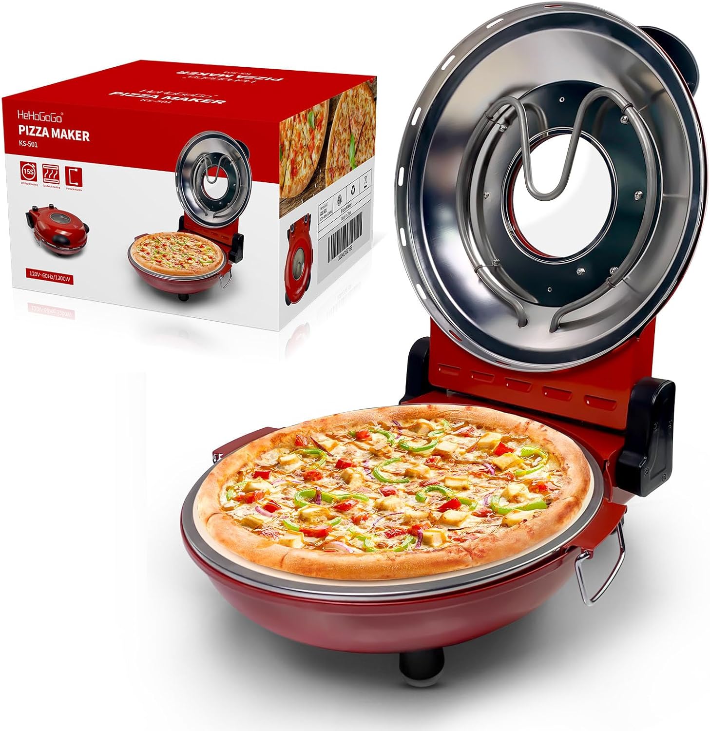Electric Pizza Oven Indoor Countertop 12 Inch Pizza Maker Machine for Home