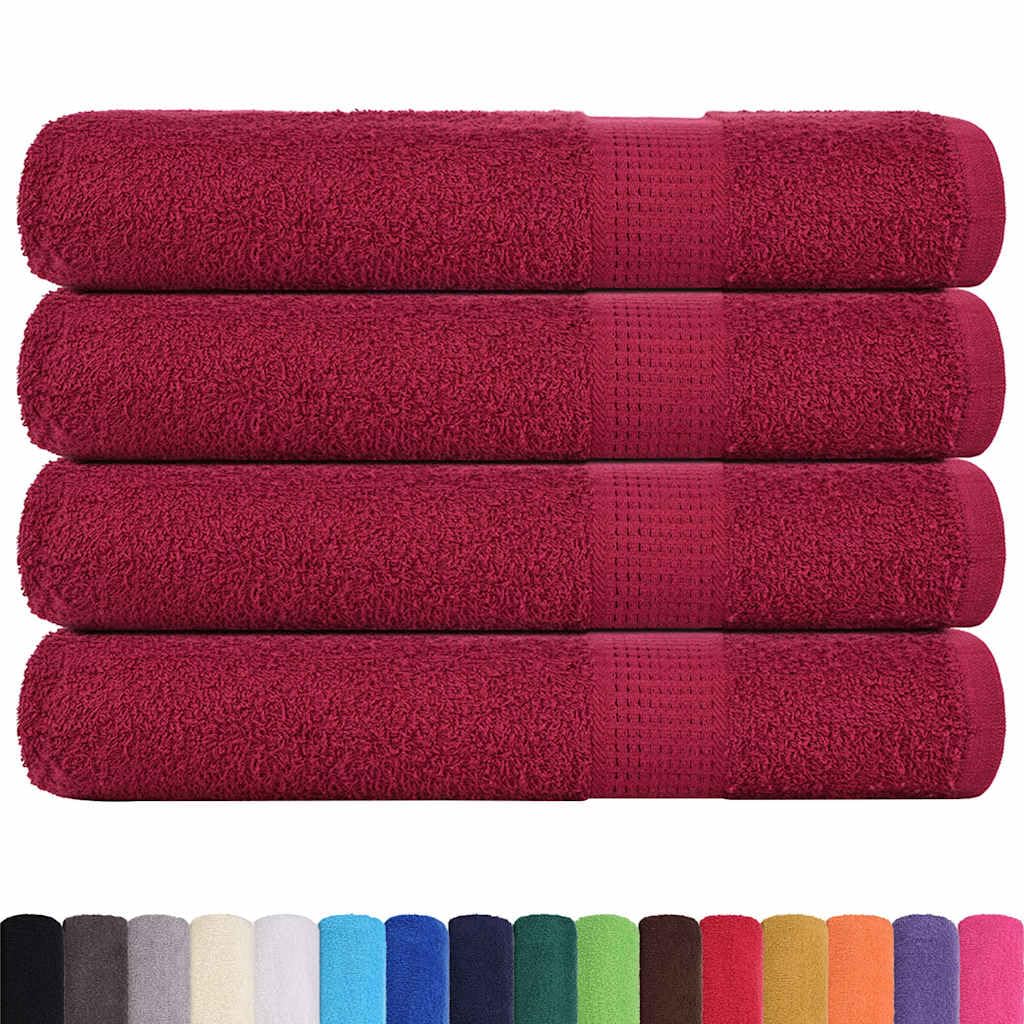 vidaXL Serviettes FROGN 4 pcs Bordeaux 100x200 cm 360 g/m² 100% Coton, Serviette de Plage, Serviette d'invité, Grande Serviette de Plage, Serviette de Bain