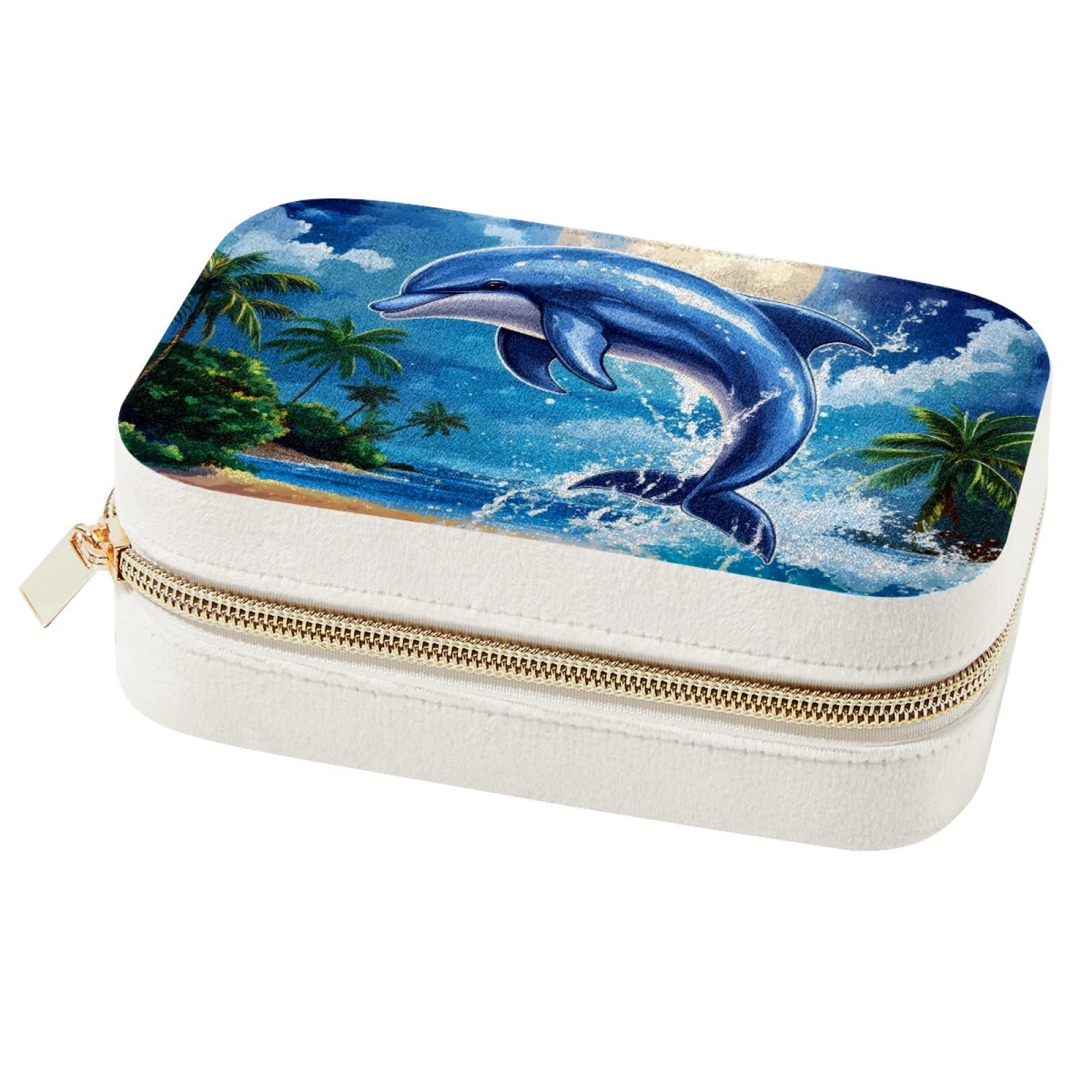 Boîte à bijoux de voyage dauphin pour organiser vos bagues et colliers en vacances