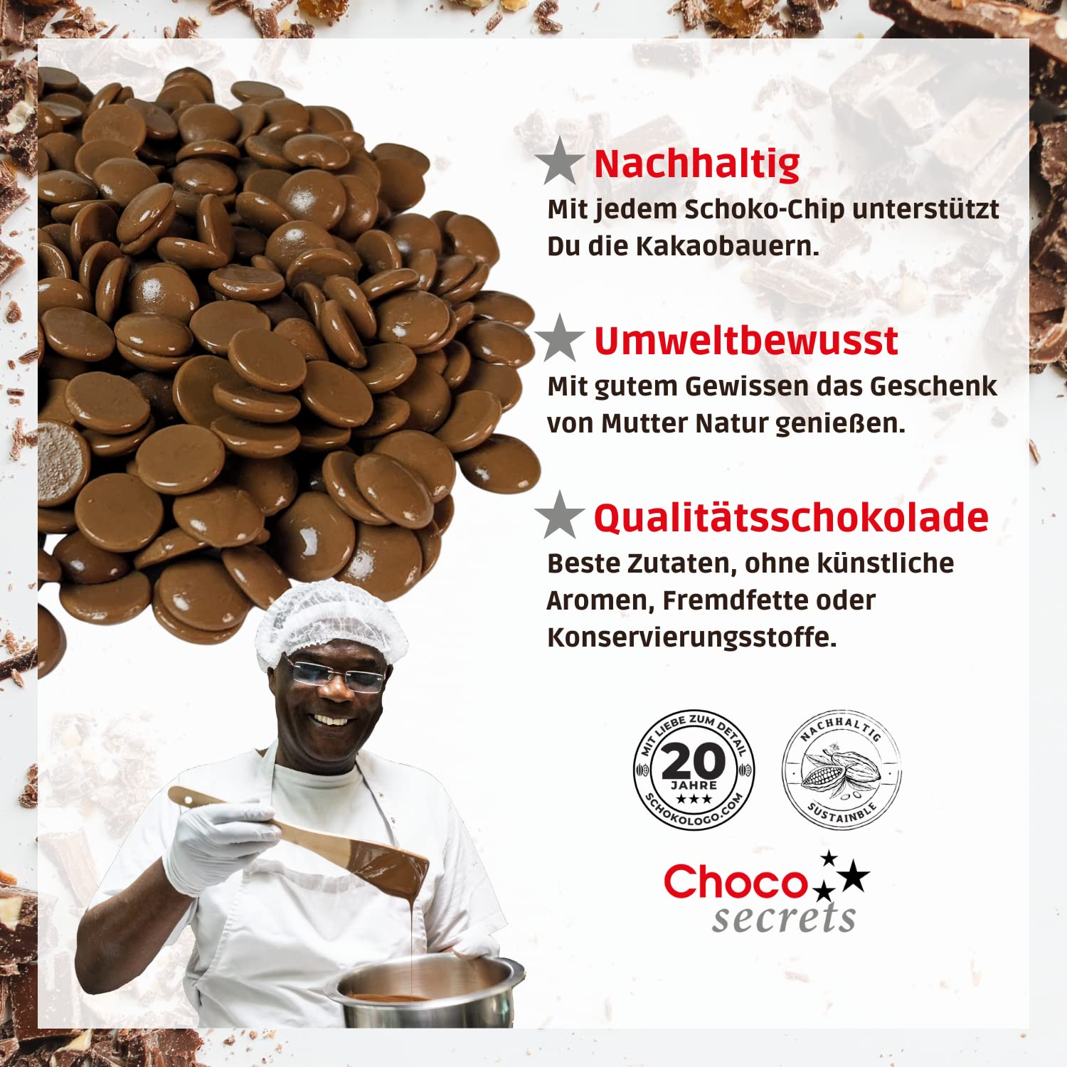 Belgische Kuvertüre Drops 1,5 kg Vollmilch Schokolade für Schokobrunnen Fondue Backen