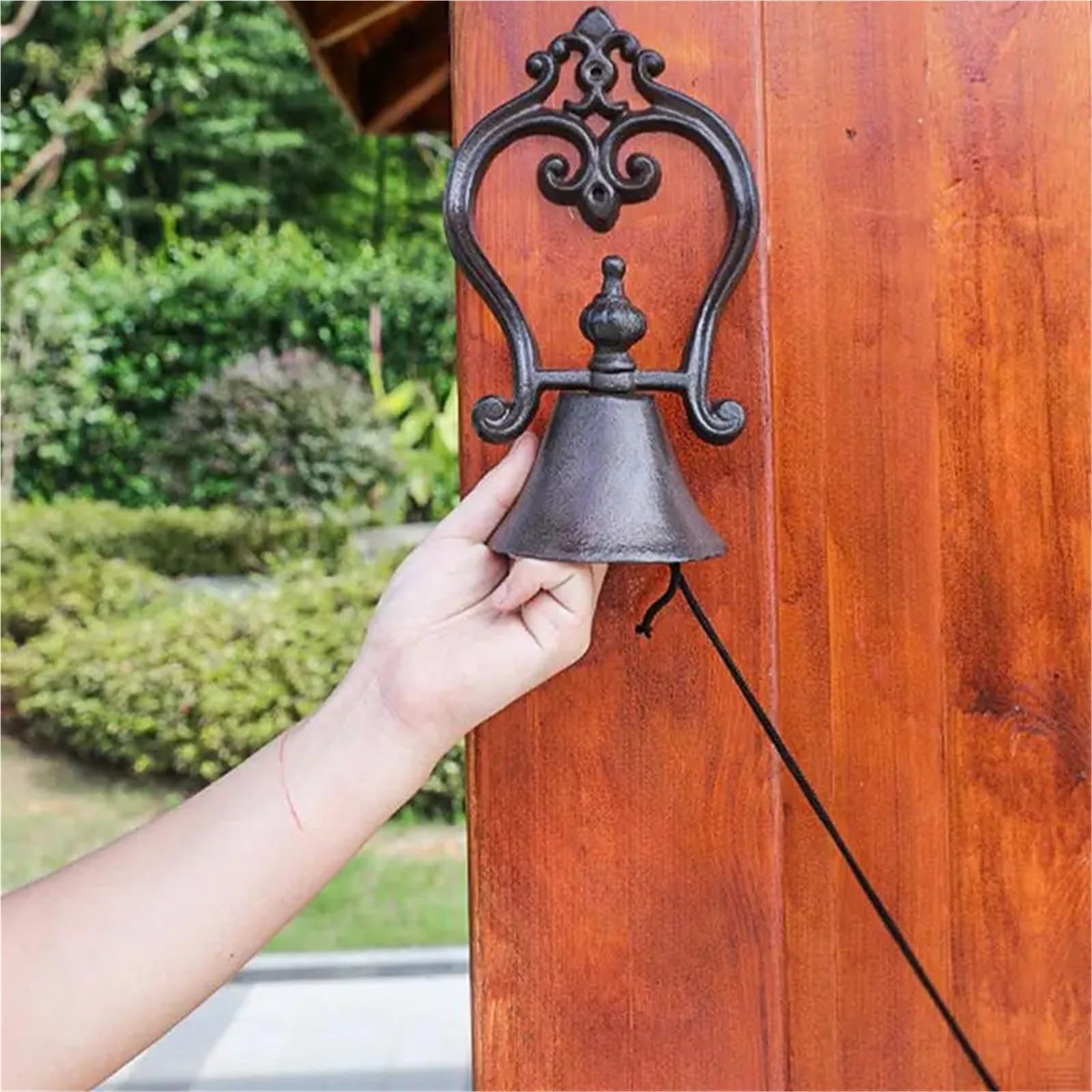 Campanello for porta retrò in ghisa per Porte, Bar, Pub | Decorazione del giardino della casa con sonaglio a mano in metallo montato a parete for esterni