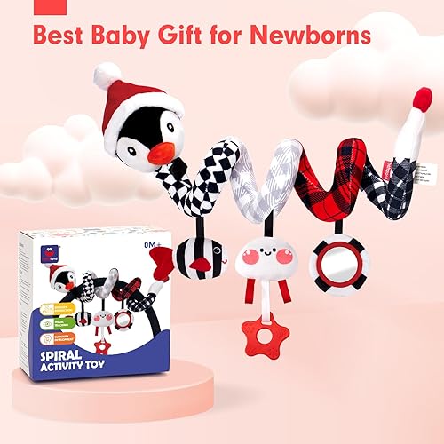 Miniatura 8 de hahaland Asiento de automóvil Juguetes para bebés de 0 a 3 meses, juguetes de desarrollo para bebés de 0 a 6 meses, cochecito, juguetes para bebés