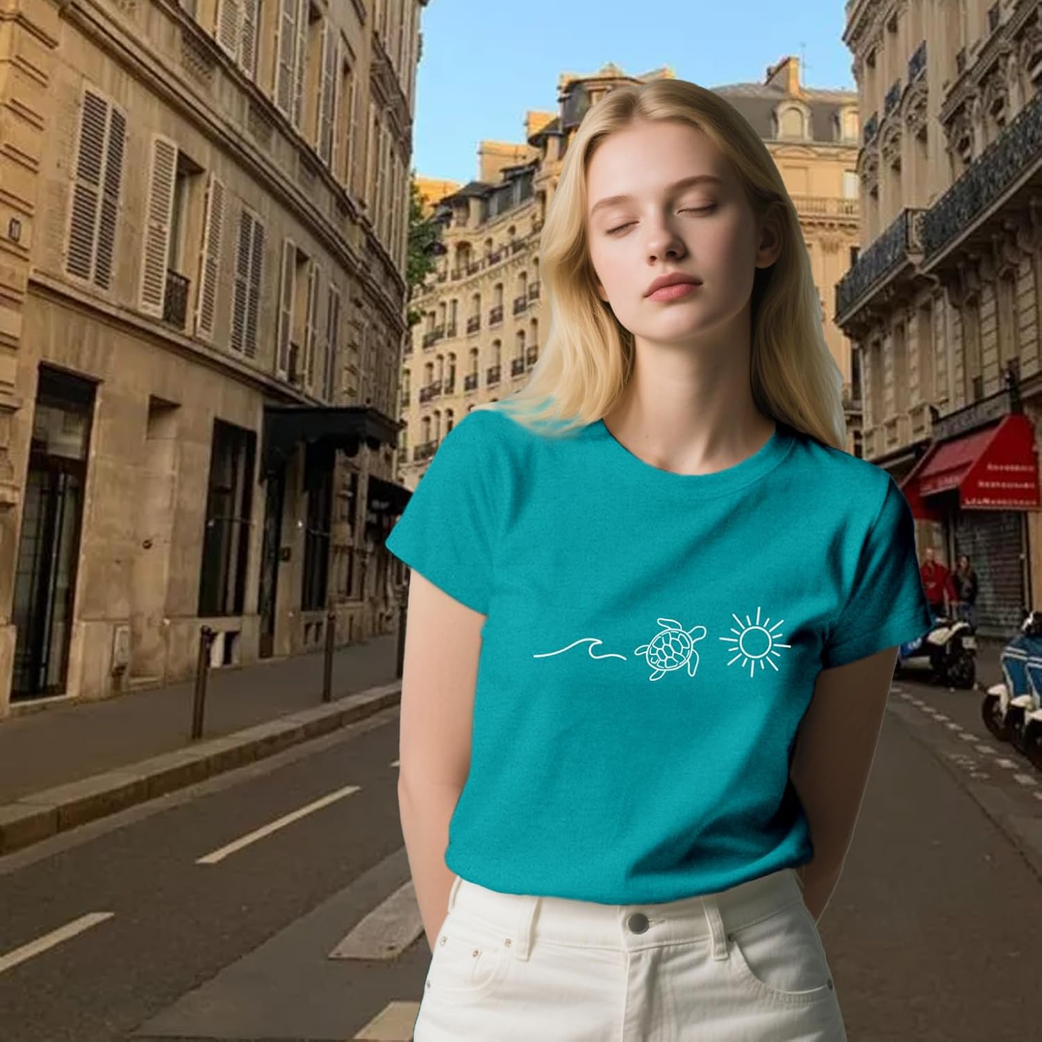 Sea Turtle Shirts for Women Hawaiian Beach Tortoise T-Shirt Vacation Ocean Tee Tops - Image 4