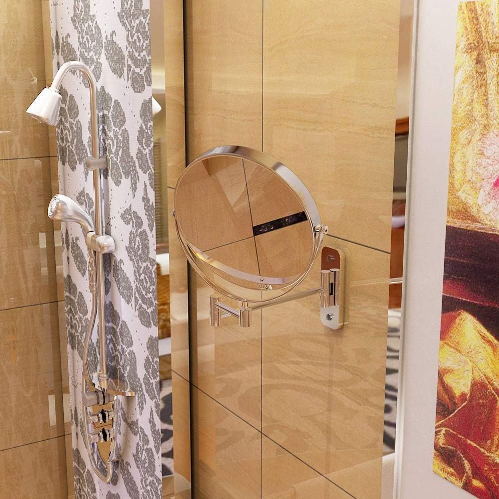Makeup Mirror Makeup Mirror, 8 Inch Makeup Mirror Wall Mounted, 10X Magnification Bathroom Shaving Mirror Double- Sided Round Magnifying Vanity Swivel Mirror, 360° Rotatable and Extendable Arm, Ch